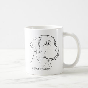 Minimalistisk Monokrom Labrador Retriever Linje Ko Kaffemugg
