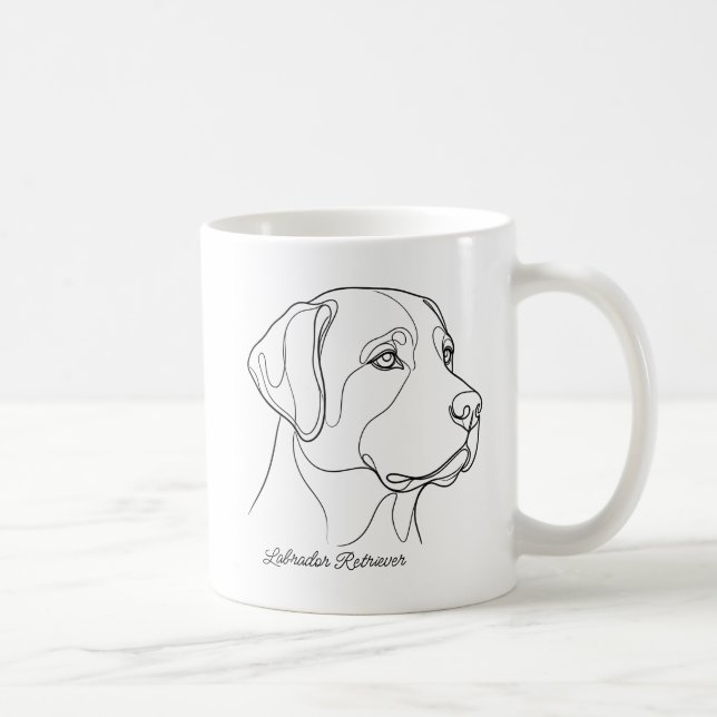 Minimalistisk Monokrom Labrador Retriever Linje Ko Kaffemugg (Höger)