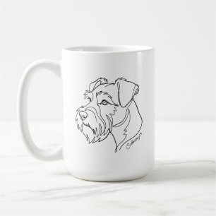 Minimalistisk Monokrom Schnauzer Linje Konst Kaffemugg
