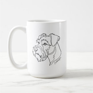 Minimalistisk Monokrom Schnauzer Linje Konst Kaffemugg
