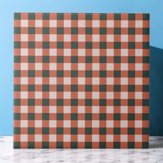 Minimalistisk Mönster Retro-kontroll vid röd och G Kakelplatta (Skapare uppladdad)