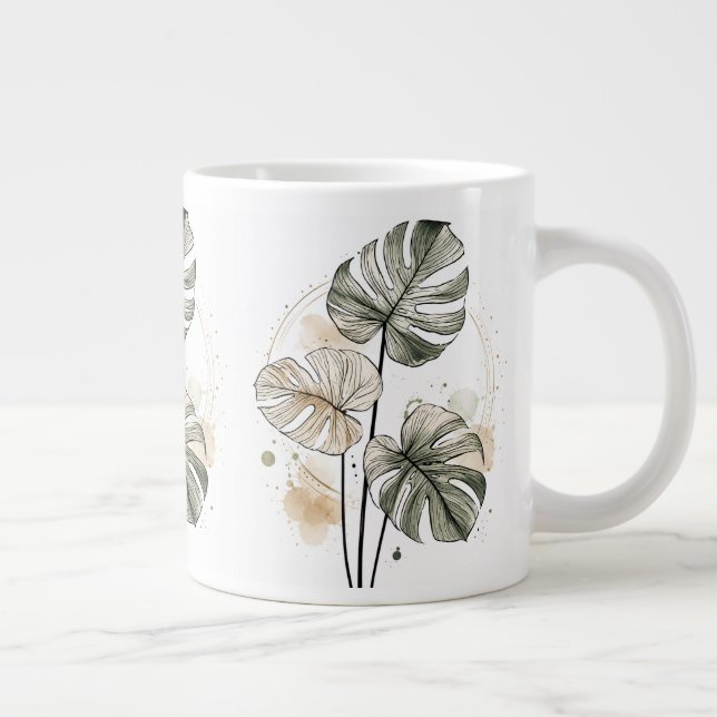 Minimalistisk Monstera-blad-kaffemugg Jumbo Mugg (Höger)