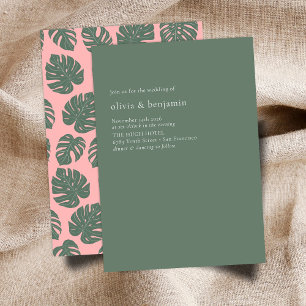Minimalistisk monstera Botanisk Rosa Grönt Bröllop Inbjudningar