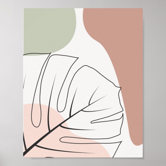 Minimalistisk monstera konst poster (Framsidan)