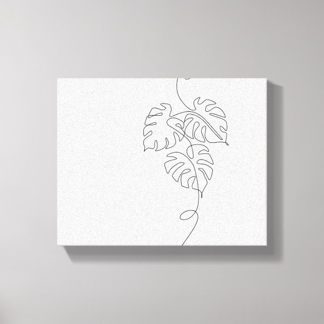 Minimalistisk monstera Line Art Canvastryck (Framsida)