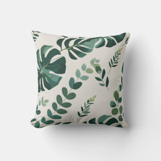 Minimalistisk Monstera och Grey Mönster - modern Kudde