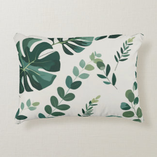 Minimalistisk Monstera och Grey Mönster - modern Prydnadskudde