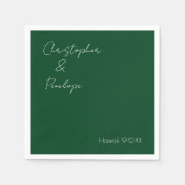 Minimalistisk Mörk av Calligraphy Emerald Bröllop Pappersservett
