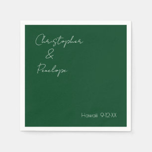Minimalistisk Mörk av Calligraphy Emerald Bröllop Pappersservett