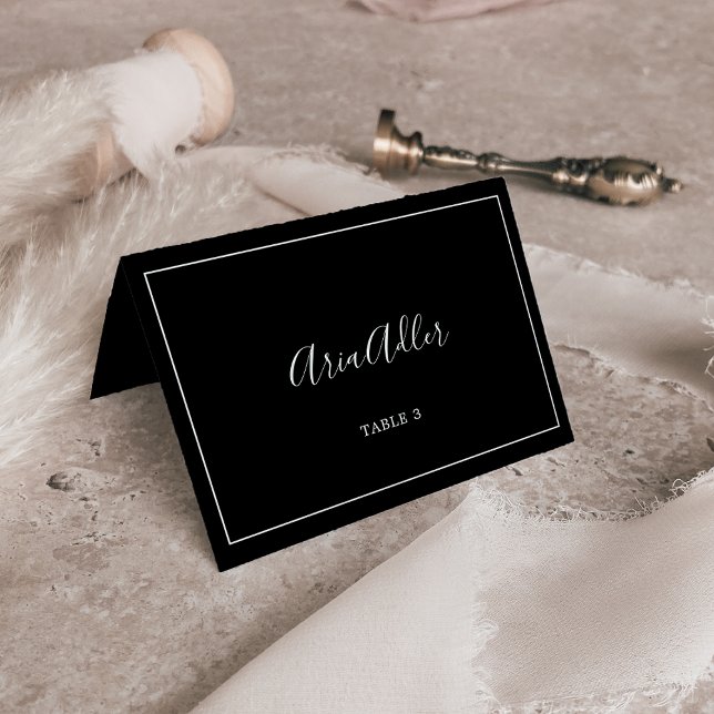 Minimalistisk | Mörk Black Bröllop Place Card Bordsnummer (Skapare uppladdad)