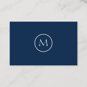Minimalistisk Mörk blått monogrammad Elegant Visitkort
