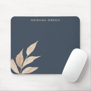 Minimalistisk Mörk blått monogrammussla från guld Musmatta