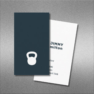 Minimalistisk Mörk blått vit Kettlebell Gym Visitkort