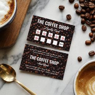 Minimalistisk mörk bruna kaffebönor lojalitetskort
