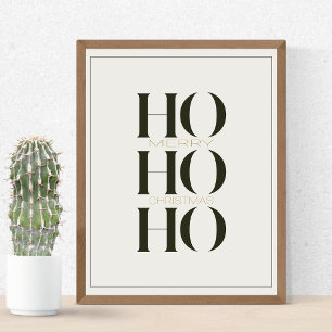 Minimalistisk Mörk-Gräs-Grönt, "HO HO HO HO"-grafi Poster