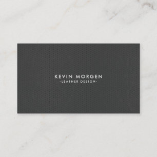 Minimalistisk Mörk-Grått-Faux-läder Visitkort