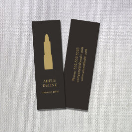 Minimalistisk Mörk Grått Guld Lipstick Makeup Arti Mini Visitkort