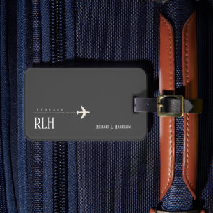 Minimalistisk Mörk Grått Passenger Namn Bagagebricka