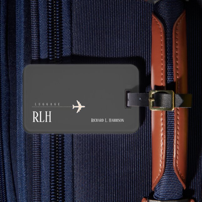 Minimalistisk Mörk Grått Passenger Namn Bagagebricka (Framsida Insitu 4)
