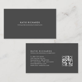 Minimalistisk Mörk Grått QR-kod Visitkort