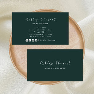 Minimalistisk Mörk grönt Modern Professionell-märk Visitkort