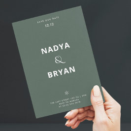 Minimalistisk Mörk grönt QR-kod Winter Wedding Inv Inbjudningar