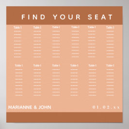 Minimalistisk Mörk Terrakotta Bröllopsställningska Poster
