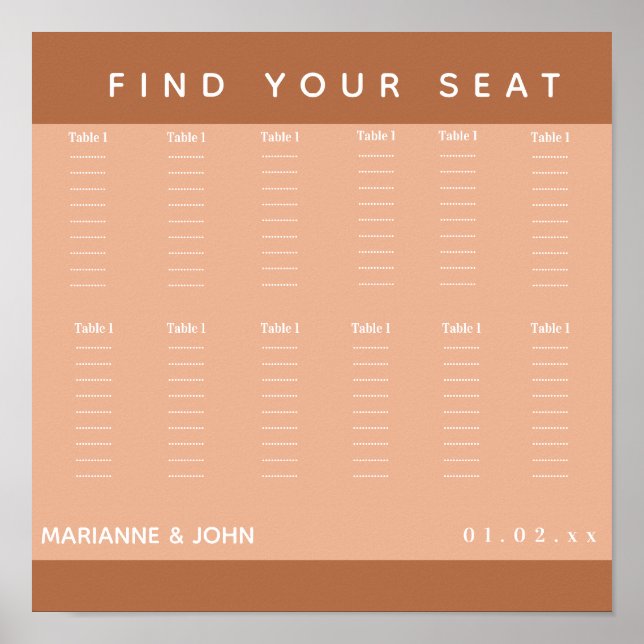 Minimalistisk Mörk Terrakotta Bröllopsställningska Poster (Framsidan)