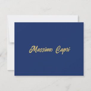 Minimalistisk mörkblå guld färg eget namn fet text anteckningskort