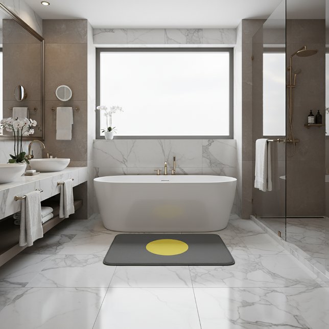 Minimalistisk Mörkgrå Gul Cirkel Enkel Prick Badrumsmatta (Minimalist Dark Gray Yellow Circle Single Dot Bath Mat)