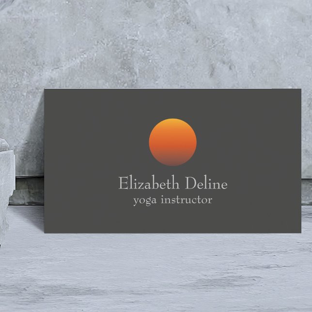 Minimalistisk Mörkgrå Orange Cirkel Yoga Instruktö Visitkort (Skapare uppladdad)