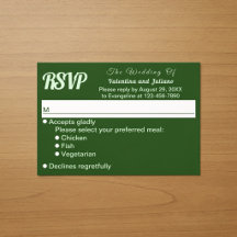 Minimalistisk mörkgrön bröllops-RSVP