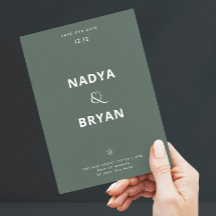 Minimalistisk mörkgrön QR-kod Vinterbröllopsinbjud