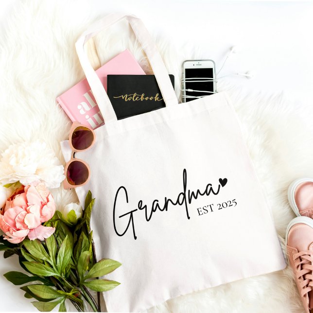 Minimalistisk mormor EST 2025 Tote Bag | Ny mormor Tygkasse (Skapare uppladdad)