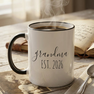 Minimalistisk Mormor Est År Elegant Skript Design Mugg
