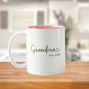 Minimalistisk Mormor Grundad Elegant Skrift Två-Tonad Mugg
