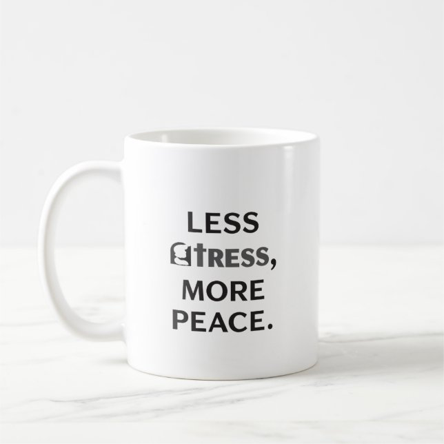 Minimalistisk Motiverande Citat Stress Mindre Fred Kaffemugg (Vänster)
