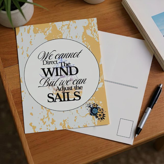 Minimalistisk Motiverande Marin Citat Vykort (Motivational Nautical Postcard)