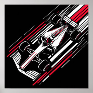 Minimalistisk Motorsport Formel Racingbil Hastighe Poster
