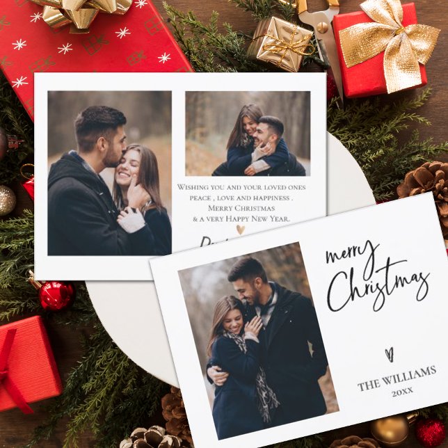 Minimalistisk multifoto-Elegant God jul (Minimalist Multi Photo Elegant Merry Christmas Card)