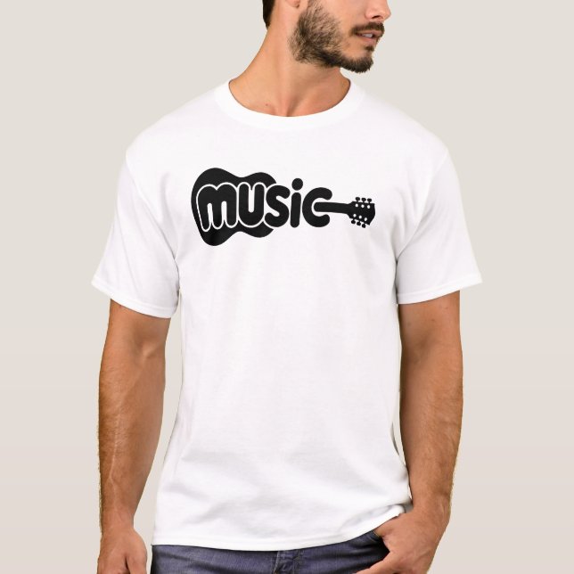 Minimalistisk Musik Gitarr T-Shirt | Cool Musikäls (Framsida)