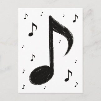 Minimalistisk musiknot – bläckpenselstil på vykort