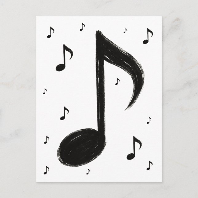 Minimalistisk musiknot – bläckpenselstil på  vykort (Framsida)