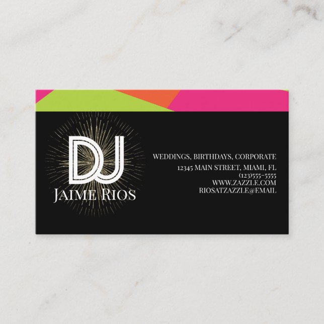 Minimalistisk musikproducent Black Gold Neon Visitkort (Framsida)