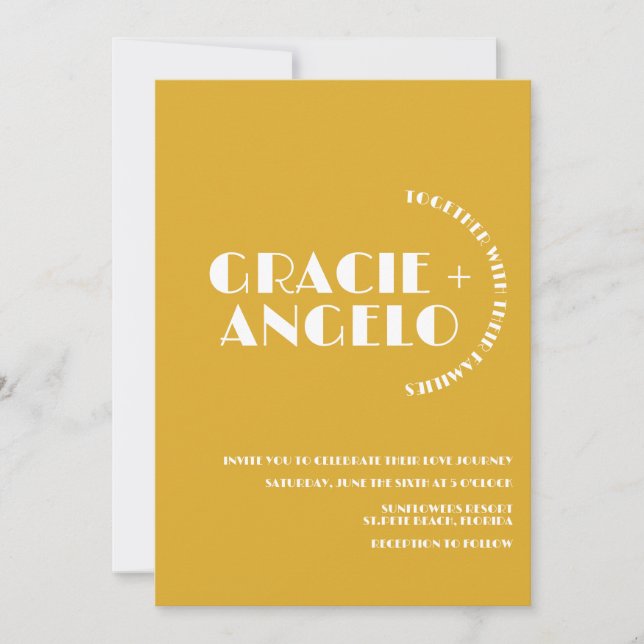 Minimalistisk Mustard Blå Dämpade Toner Bröllop  Inbjudningar (Framsida)