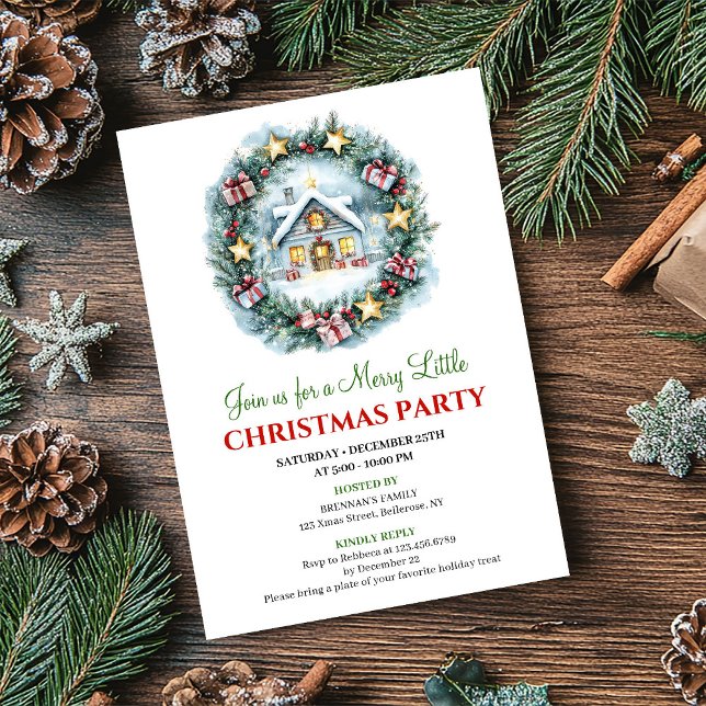 Minimalistisk mysig julscen Julfirande inbjudan (Minimalist Cozy Christmas Scene Holiday Invitation)