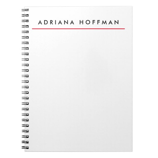 Minimalistisk Namn-Professionell i svart, vit  Anteckningsbok (Framsidan)