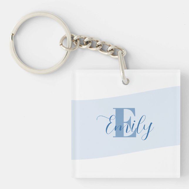 Minimalistisk Namnmonogram Retro Blå (Framsidan)