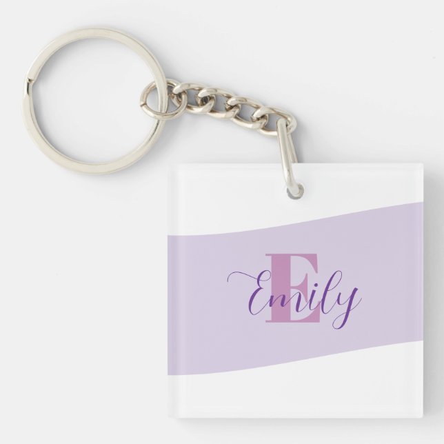 Minimalistisk Namnmonogram Retro Lila (Framsidan)