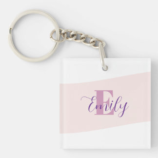 Minimalistisk Namnmonogram Retro Lila Rosa